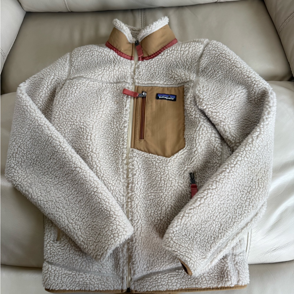 Patagonia Cream Sherpa Fleece Jacket - Size XS